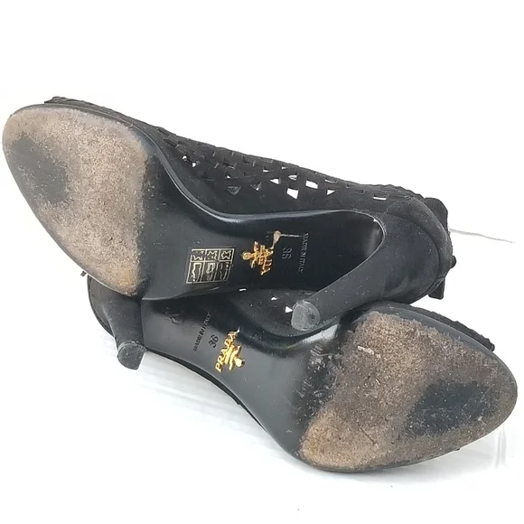 Prada cutout Black booties heels